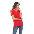 thumbnail image 2 of White Mark Women's Keyhole Neck Cutout Short Sleeve Top, 2 of 6