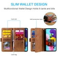 thumbnail image 4 of SaniMore for Samsung Galaxy A33 5G 6.5" 2022 Case, Prumium Leather Zipper Wallet Card Slots Cash Pocket Flip Kickstand Lanyard Anti-drop Shcokproof Full Body Wrap Business Case, Brown, 4 of 18