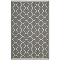 Modway Avena Moroccan Quatrefoil Trellis 9x12 Indoor and Outdoor Area Rug in Gray and Beige