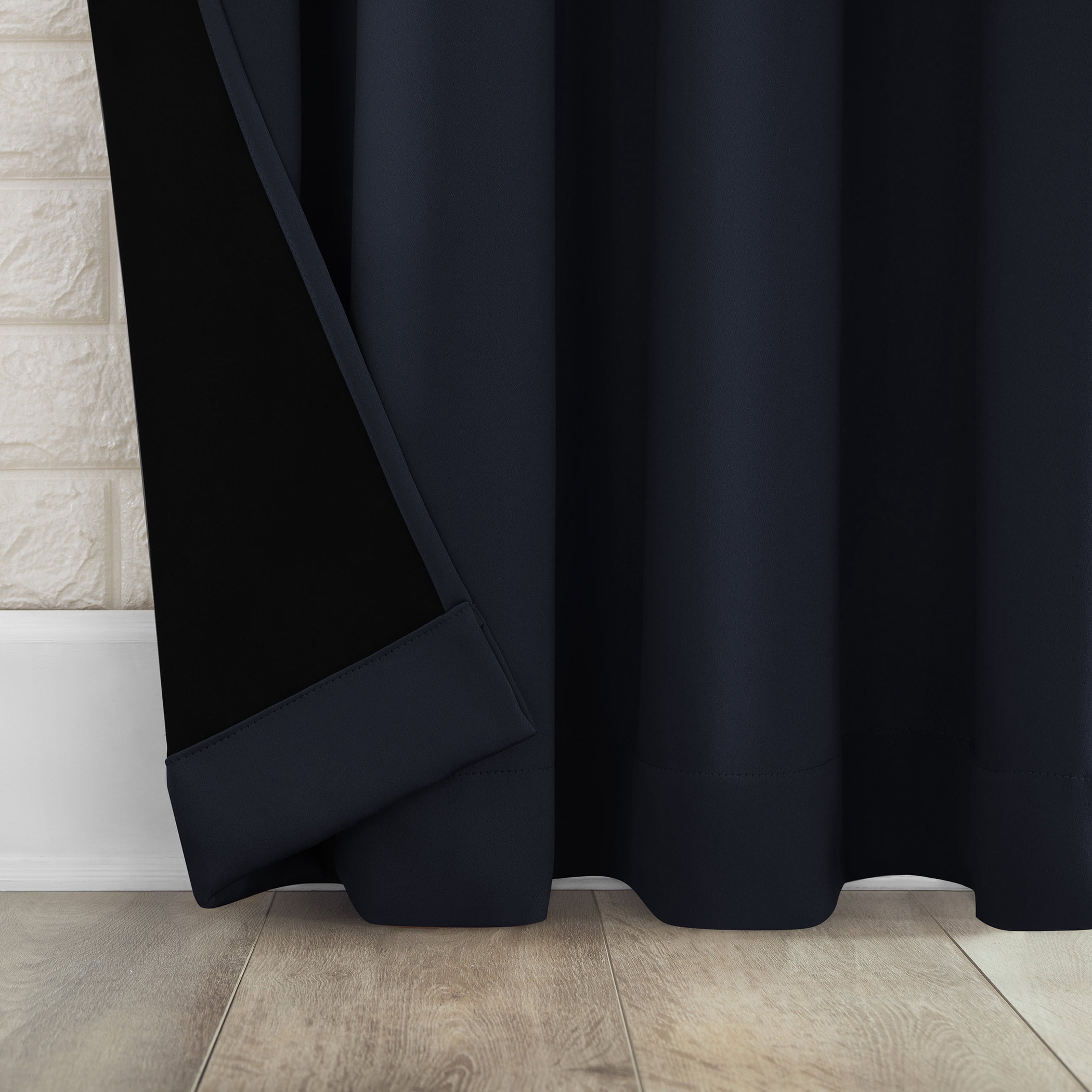 Sun Zero Bergen Theater Grade Extreme 100% Blackout Rod Pocket Curtain Panel, 40"X96", Navy