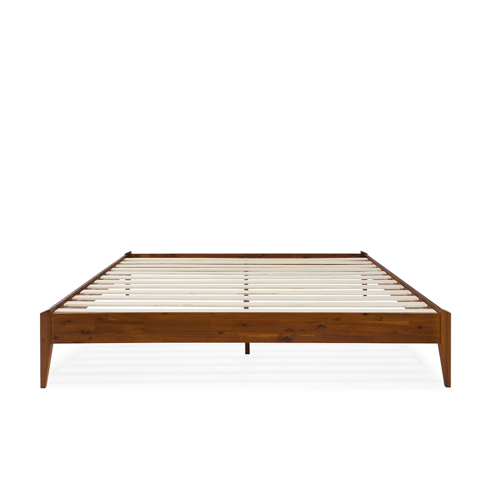 Bme Dinkee 15 Inch Signature Bed Frame Without Headboard - Modern & Minimalist Style with Acacia Wood - 12 Strong Wood Slat Support - Easy Assembly - No Box Spring Needed (Dark Chocolate, King)