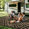 thumbnail image 6 of Masiis Outdoor Rugs 5'X8' Reversible Non-Slip Durable Polypropylene Mat for Patio Camping and RV Decor Waterproof Black & Brown, 6 of 7