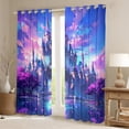 thumbnail image 2 of Feelyou Teens Mystic Castle Blackout Curtains Set of 2 (52x84 Each), Blue Purple Window Curtains, Dreamy Cherry Blossoms Curtains and Drapes, Living Room Curtains Decor, 2 of 6