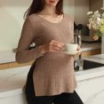 thumbnail image 6 of Kogui Maternity Shirts for Women Women's Maternity Shirts, Ribbed Long Sleeve Pregnancy Sweaters Crew Neck Slit Side Knit Pregnant Tunic Tee Top (Khaki,L), 6 of 9