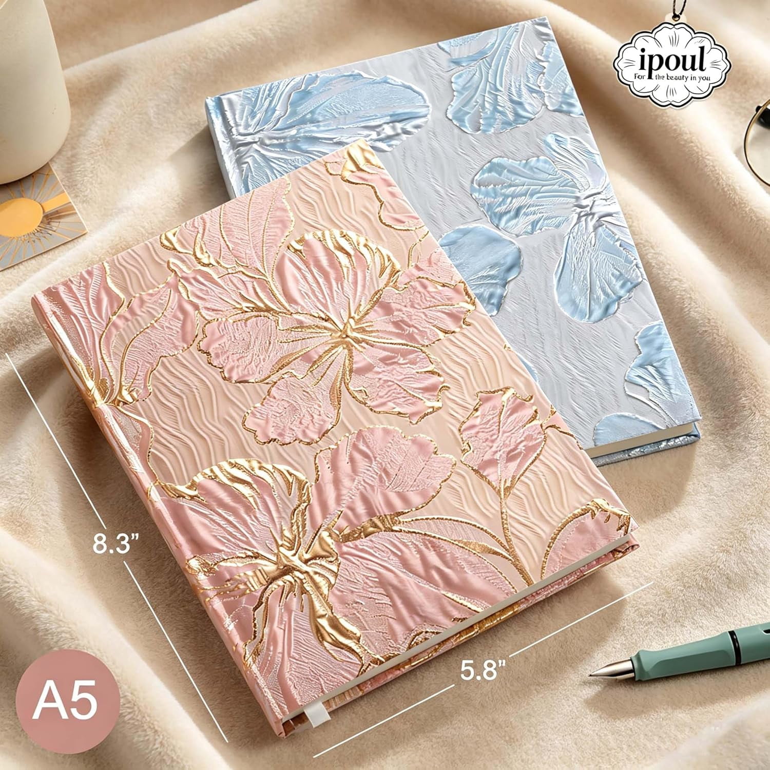 Floral Journal for women, Hardcover Notebook, A5, 6x8, Ruled Pages, Lay Flat, Pretty Journal, Lily Flower, Pink, can be Reading Journal, Writing Notebook, Self Love Journal, Personal Journal