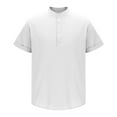 thumbnail image 6 of AHTJRT Men's Summer Short Sleeve Henley T-Shirts Banded Collar Casual Fashion Tees Shirts White S, 6 of 7