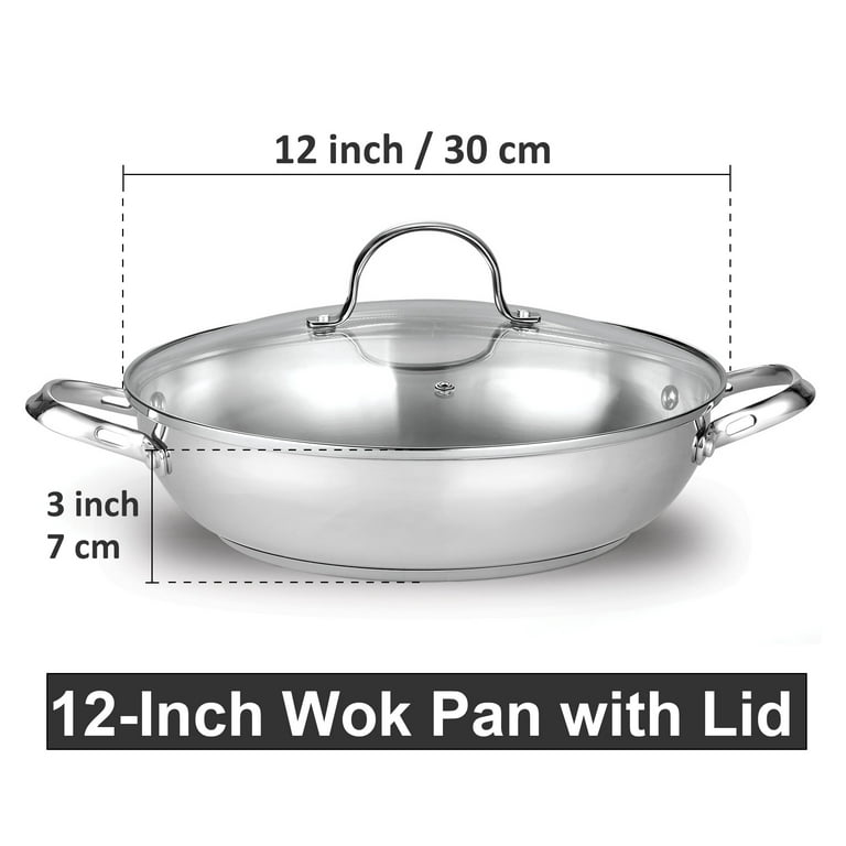All-Clad 12 inch Wok with Domed Lid Stir Fry Chef's Pan Preowned