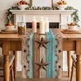 thumbnail image 2 of Table Runner 90 Inches Long for Kitchen Dining, Western Texas Star Vintage Dresser Scarf Farmhouse, Dining Table Decorations for Wedding/Parties, Retro Farmhouse Turquoise Brown Wood 13 x 90 In, 2 of 8