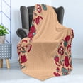 thumbnail image 4 of Floral Soft Flannel Fleece Throw Blanket, Nature Beauty Flowers on Nostalgic Polka Dots Background Illustration, Cozy Plush for Indoor and Outdoor Use, 70" x 90", Teal Ruby Salmon, by Ambesonne, 4 of 5