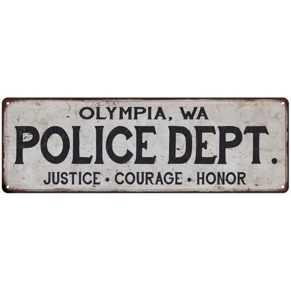 OLYMPIA, WA POLICE DEPT. Home Decor Metal Sign Gift 6x18 206180012745
