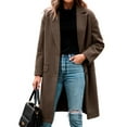 thumbnail image 5 of Womens Camel Mid-Long Double-Breasted Notch Lapel Wool Blend Overcoat Winter Clothes, 5 of 6