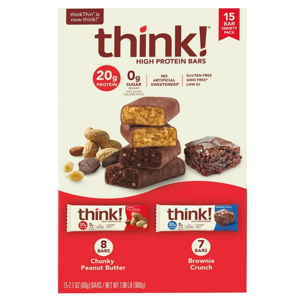 Think High Protein Bars Variety Pack 15 count.