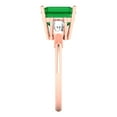 thumbnail image 3 of 3ct asscher cut green emerald 18k rose gold 3 stone Bridal Wedding Engagement Promise Anniversary Ring for Women size 5.75, 3 of 7
