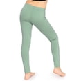thumbnail image 3 of Stretch Is Comfort Stretchy Girl's Cotton Leggings Sage Green Large, 3 of 6