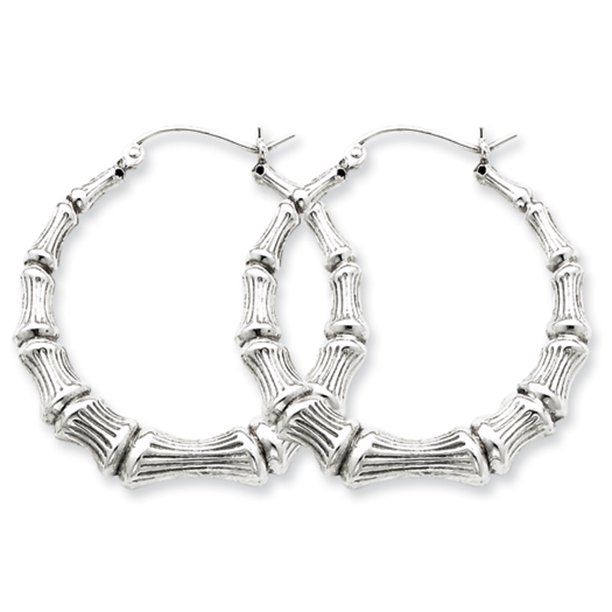 Black Bow Jewelry Company Bamboo Hoop Earrings in Sterling Silver
