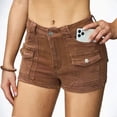 thumbnail image 3 of Women's Stretchy Denim Shorts Summer Mid Waisted Hot Jorts Y2K Skinny Jeans with Pockets, 3 of 4