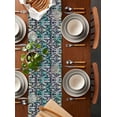thumbnail image 2 of Ldtrchee Teal Ombre Abstract Table Runner 36 Inches, Ethnic Modern Geometric Aesthetics Bed Runner Dresser Scarves Tabletop for Indoor Outdoor Parties/Ceremony/Banquet, 13"x 36", 2 of 8