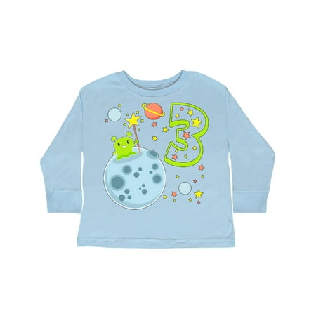 

Inktastic Cute 3rd Birthday Alien in Outer Space Gift Toddler Boy or Toddler Girl Long Sleeve T-Shirt