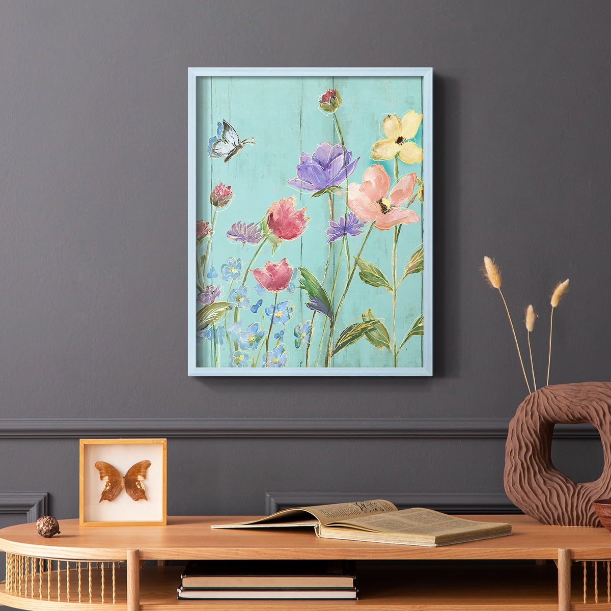 Wildflower Flutter III Framed Print - Solid Wood in Single Picture Frame Solid Wood 2 Framed Print