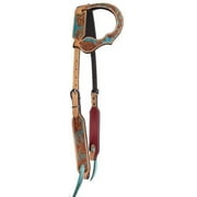 Showman Argentina Cow Leather Single Ear Headstall w/ Floral Tooling & Turquoise Painting
