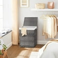 thumbnail image 3 of 23.8 Gal (90L) White Laundry Hamper Wicker Laundry Basket with Lid and Handles Clothes Hamper Foldable Removable Liner Bag Gray, 3 of 11