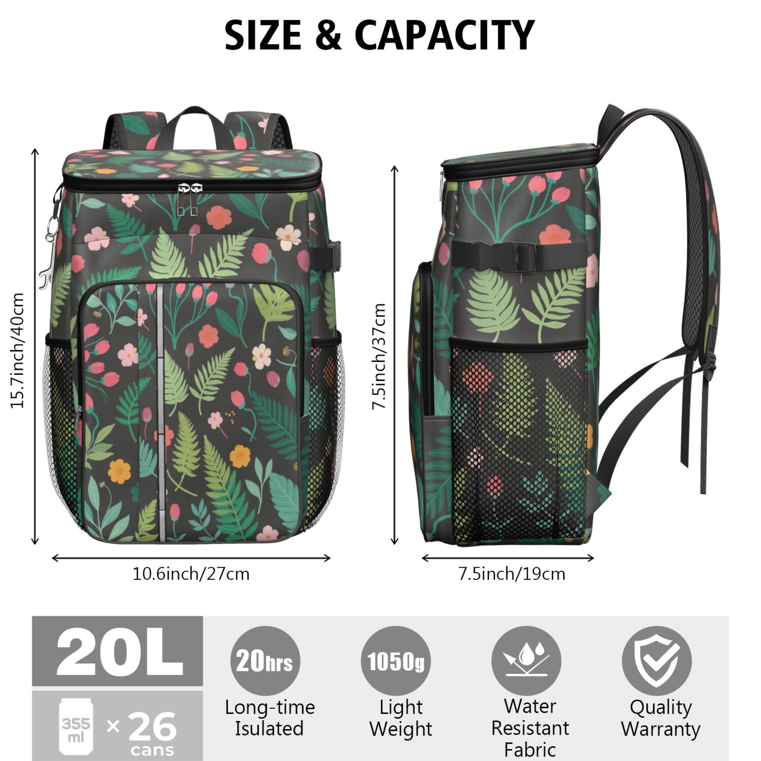 Insulated Lunch Box Cooler Backpack Mushroom Lightweight Insulated Backpack Cooler Leak Proof Travel Camping Lunch Backpack Office Lunch Storage for Camping Hiking