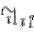 thumbnail image 1 of Double Handle Widespread Kitchen Faucet with Brass Sprayer, 1 of 1