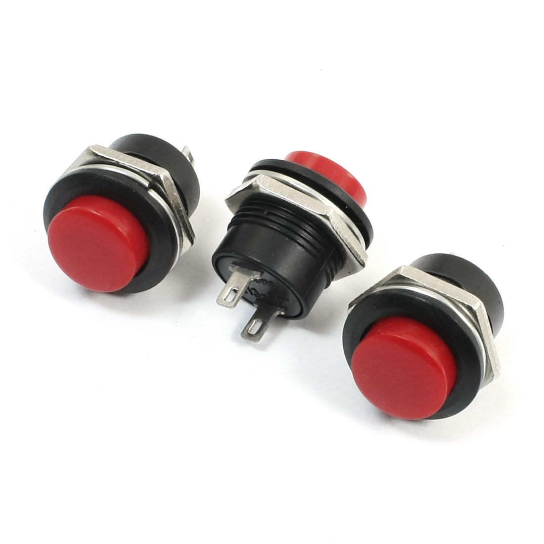 3 Pcs Soldering Type Momentary SPST Red Push Button Switches