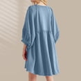 thumbnail image 5 of Vestido de manga Linterna Casual Una línea Mujer Color sólido Traje diario Ygjytge Azul T S para Mujer, 5 of 5