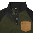 thumbnail image 6 of Men's Raglan Sleeve Stand Collar Sweatshirt, Outdoor Casual Button Front Pullover Top for Fall, Hiking,Army Green,L, 6 of 9