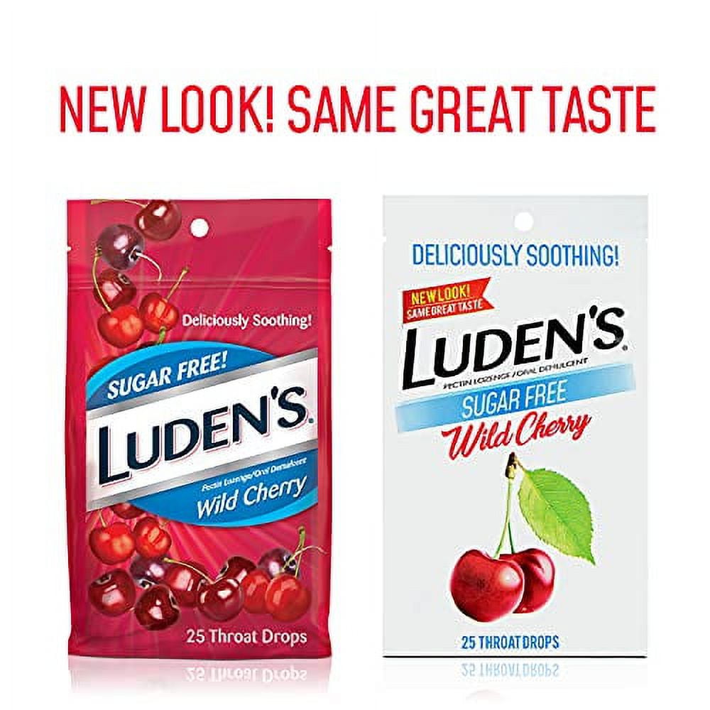 Luden’s Sugar Free Wild Cherry Throat Drops 25 Count 6 Pack