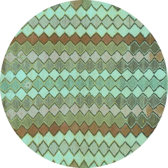 Ahgly Company Indoor Round Southwestern Light Blue Country Area Rugs, 6' Round