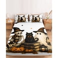 thumbnail image 2 of Twin XL Size Fitted Sheet Set - Halloween 2 Piece Bedding Sets 16" Deep Pocket Fitted Sheet with 1 Pillowcases, Horror Skull Cat Cute Ghost Pumpkins Brushed Microfiber Hotel Luxury Bed Sheets, 2 of 9