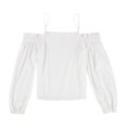 thumbnail image 1 of bar III Womens Cold Shoulder Knit Blouse, White, X-Large, 1 of 2