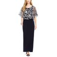 thumbnail image 1 of Connected Apparel Womens Embroidered Overlay Gown Dress navy 6, 1 of 1