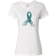 thumbnail image 3 of Inktastic Ovarian Cancer Awareness Teal Ribbon Made of Hearts Women's T-Shirt, 3 of 5