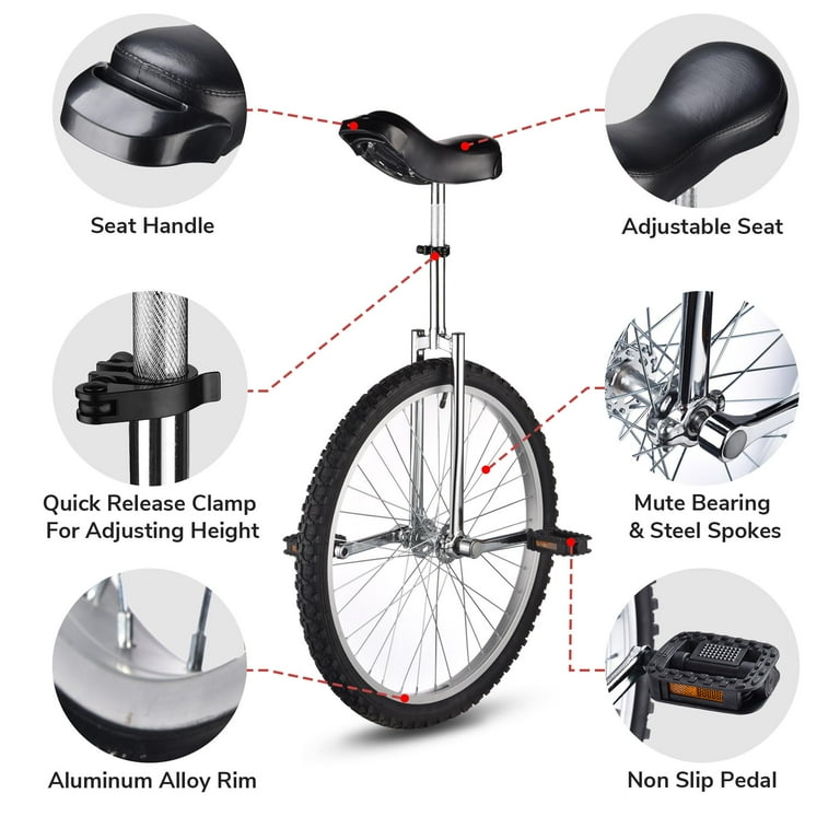 Yescom 24 In Wheel Outdoor Unicycle Adjustable Seat Anti