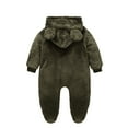 thumbnail image 2 of fatyb Baby Fleece Snowsuit Newborn Fuzzy Hooded Footie Jumpsuit Boys Girls Winter Warm Zipper Romper, 2 of 3