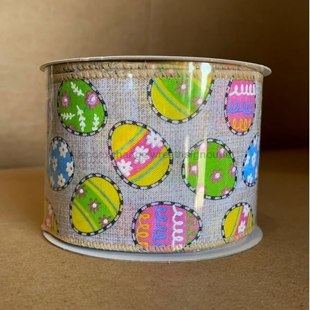 Prntd Nat Linen/Bk-Wt Edg Easter Eggs, 2.5"X10Y 31104-40-14