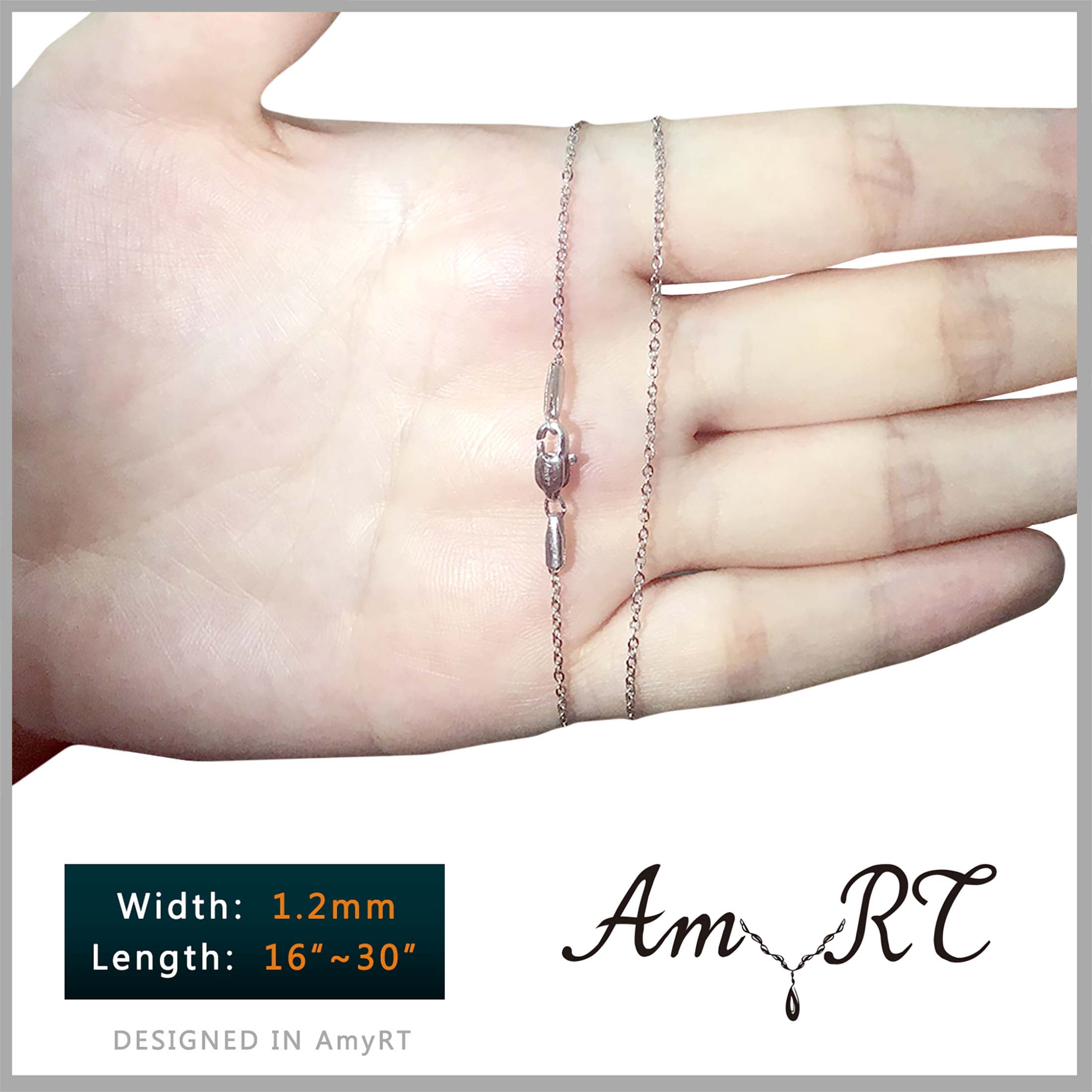 AmyRT Jewelry 1.2mm Titanium Steel Gold Cable Chain Necklaces for Women 30 in