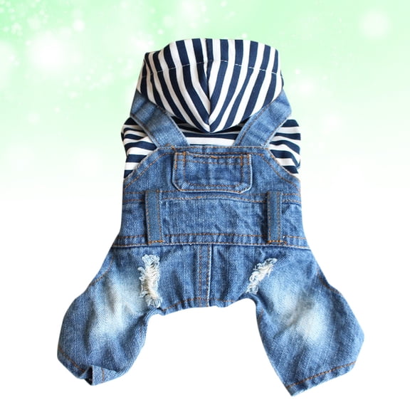 Supvox Blue Denim Jumpsuit for Dogs with Suspenders Comfortable Pet Clothes for Everyday Wear Size XS