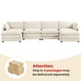 thumbnail image 3 of JUSTLET U-Shaped Sectional Sofa Set, Indoor Furniture Convertible Modular Corduroy Sectional Sofa Set with 2 Ottomans for Living Room,Beige, 3 of 10