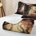 thumbnail image 4 of Feelyou Cute Ghost Black Cat Quilt King, Boho Autumn Forest King Coverlet Set, Earth Tone, 3-Piece, 1 Comforter and 2 Pillowcases, 4 of 7