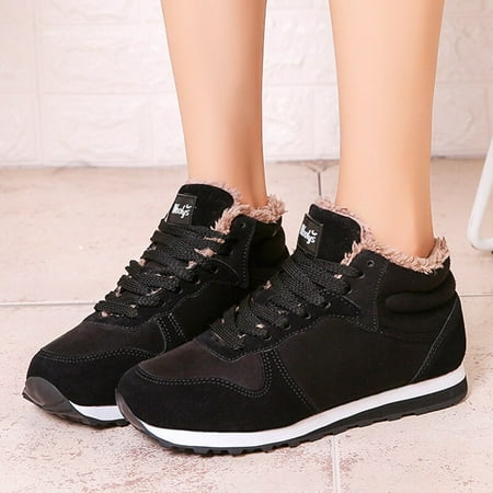 

Snow Women Boots Punk Shoes Woman Lace-Up Women Shoes Soft Ankle Boots Platform Fur Keep Warm Botas Mujer Winter Woman Boots