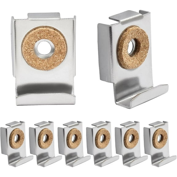 8Pcs Mirror Mounting Clips, Wide Channel Bathroom Mirror Hanger, Heavy Duty Mirror Holder Clips, Mirror J Hook with Screw for Wall Mounting Frameless Mirror ( Silver)