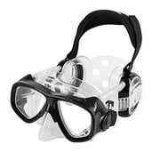 IST ProEar Dive Mask with Ear Covers, Scuba Diving Pressure Equalization Gear, Tempered Glass Twin Lens (Black)