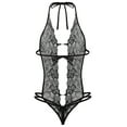 thumbnail image 3 of Avidlove Lingerie for Women Lace Bodysuit Halter One Piece Lingerie Sleepwear Black S, 3 of 6