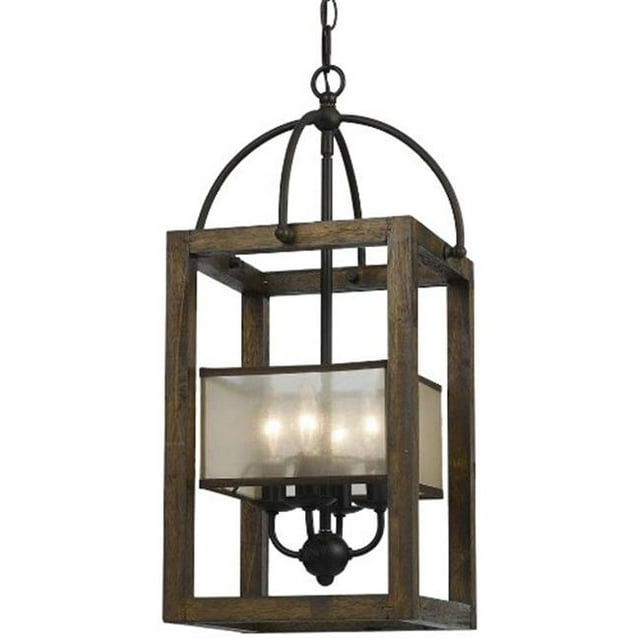 Cal Lighitng Fx-3536/4L 60W X 4 Mission Lanterne Ronde Bois / Métal Lustre