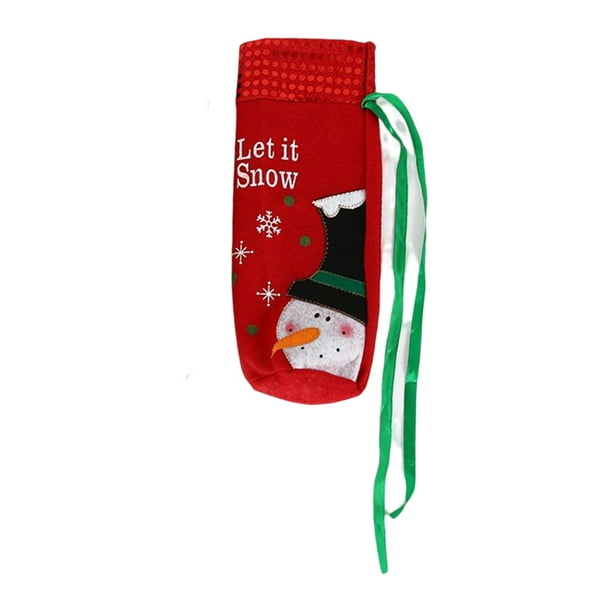 Inteprter Funda para botella de vino, manga de Navidad, Santa Claus, muñeco de nieve, hogar, de comedor, ropa de lentejuelas, fundas de champán, Kits de decoración para fiestas Rojo Inteprter HA068082-02