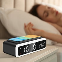 sruoe Alarm Clock, Alarm Clocks for Bedroom, Smart Alarm Clock, Clock Alarm, Deep Sleep Alarm Clocks, Bell Alarm Clock, Wireless Charging Home, Plastic